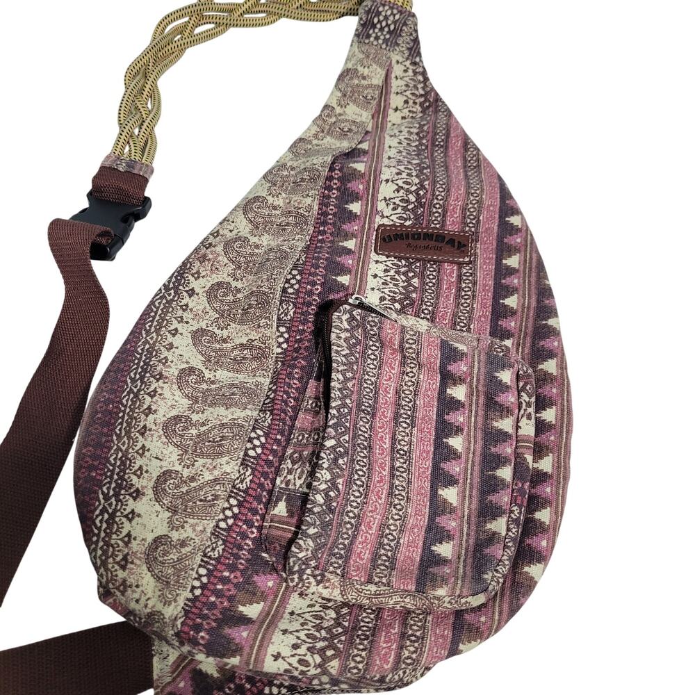 Unionbay Sling Crossbody Purple& Brown With Cross Rope Strap 2326-1272 - Picture 3 of 10